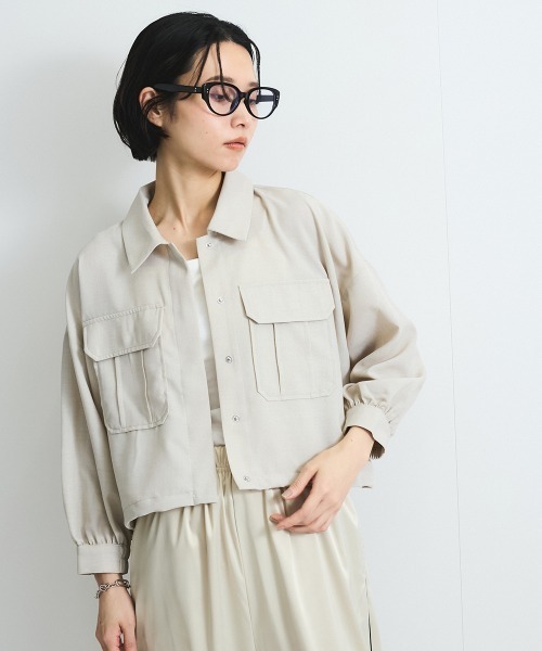 VICKY（ビッキー）の「リネンライクワッシャージャケット≪手洗い可能≫（ブルゾン・レディース・ブラウン/ライトグレー/ベージュ・M）」の3枚目の写真