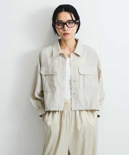 VICKY（ビッキー）の「リネンライクワッシャージャケット≪手洗い可能≫（ブルゾン・レディース・ブラウン/ライトグレー/ベージュ・M）」の8枚目の写真