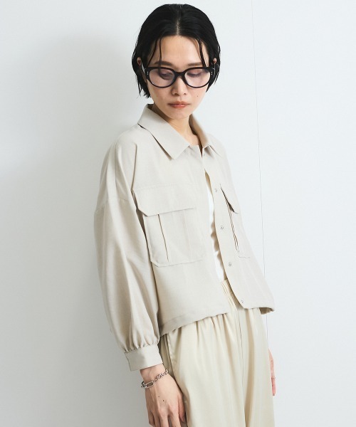 VICKY（ビッキー）の「リネンライクワッシャージャケット≪手洗い可能≫（ブルゾン・レディース・ブラウン/ライトグレー/ベージュ・M）」の7枚目の写真