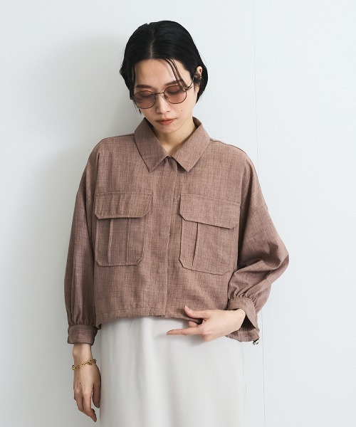 VICKY（ビッキー）の「リネンライクワッシャージャケット≪手洗い可能≫（ブルゾン・レディース・ブラウン/ライトグレー/ベージュ・M）」の21枚目の写真