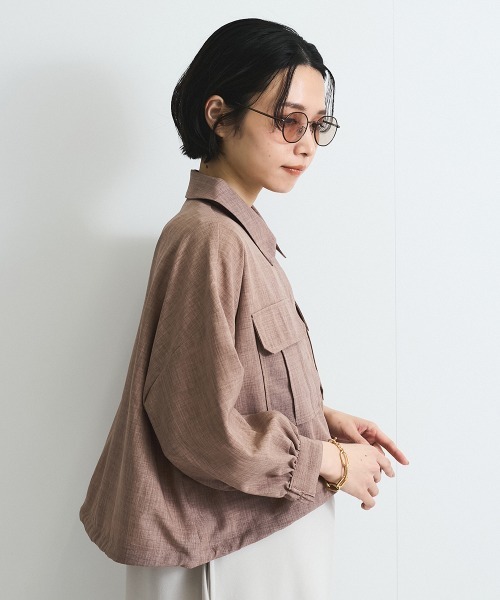 VICKY（ビッキー）の「リネンライクワッシャージャケット≪手洗い可能≫（ブルゾン・レディース・ブラウン/ライトグレー/ベージュ・M）」の19枚目の写真