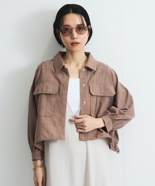 VICKY（ビッキー）の「リネンライクワッシャージャケット≪手洗い可能≫（ブルゾン・レディース・ブラウン/ライトグレー/ベージュ・M）」の17枚目の写真