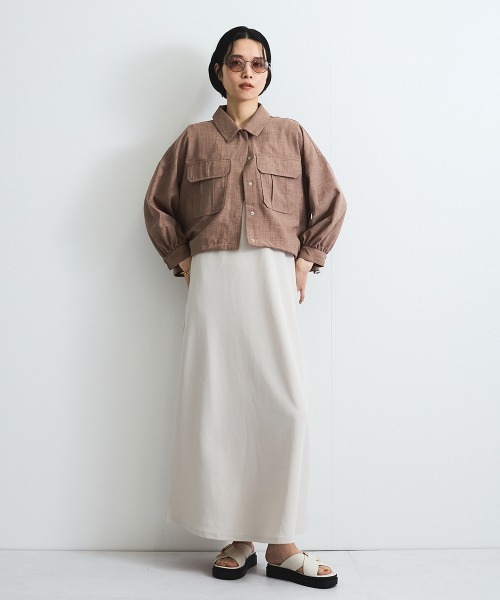 VICKY（ビッキー）の「リネンライクワッシャージャケット≪手洗い可能≫（ブルゾン・レディース・ブラウン/ライトグレー/ベージュ・M）」の15枚目の写真