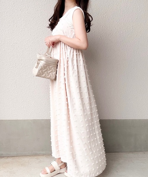 merrylatte（メリーラテ）の「低身長OK◎ジャガードドットキャミワンピース（ワンピース・レディース・アイボリー・MEDIUM）」の8枚目の写真