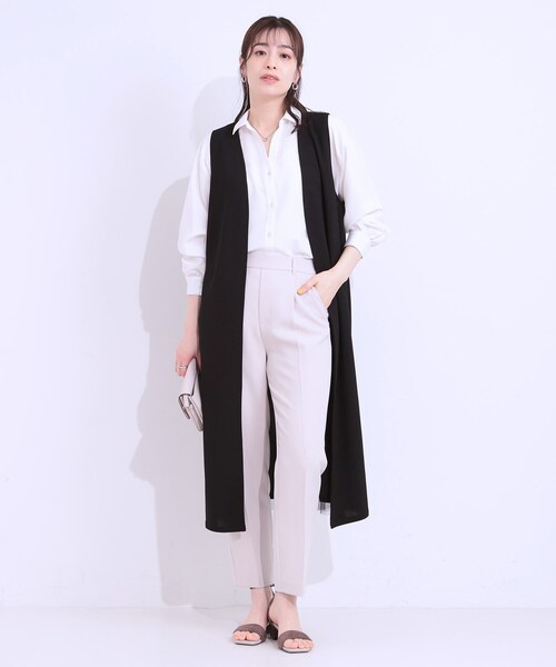 SHOO・LA・RUE(シューラルー)の「旬を取り入れながら体型カバー ボタンレスエアリージレ(ベスト・レディース・ブラック/ブラウン系/ライトグリーン・04/03/02/01)」の4枚目の写真