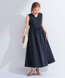 小さいサイズ Vネックギャザーワンピース 低身長さん・小柄女性