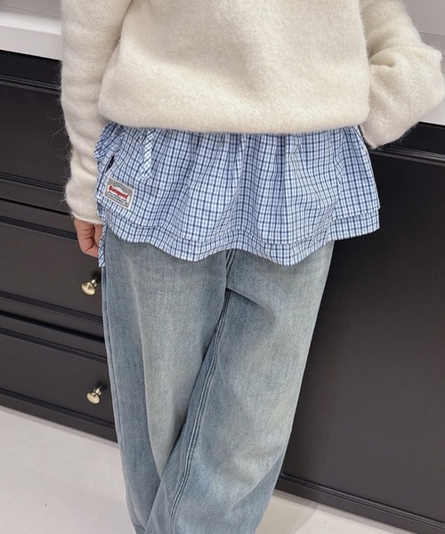 Vipoa（ヴィポア）の「チェックカーテンレイヤードスカート（スカート・レディース・ブラック/カーキ/ライトブルー/ブルー/レッド・FREE）」の2枚目の写真