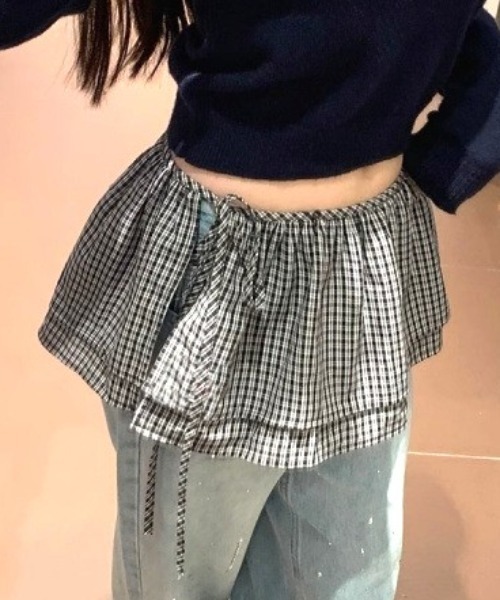 Vipoa（ヴィポア）の「チェックカーテンレイヤードスカート（スカート・レディース・ブラック/カーキ/ライトブルー/ブルー/レッド・FREE）」の21枚目の写真