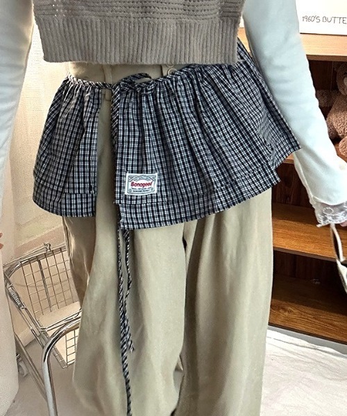 Vipoa（ヴィポア）の「チェックカーテンレイヤードスカート（スカート・レディース・ブラック/カーキ/ライトブルー/ブルー/レッド・FREE）」の16枚目の写真