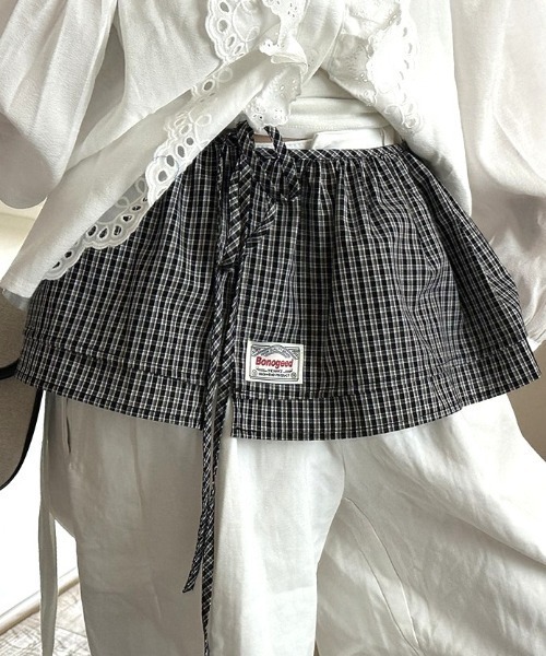 Vipoa（ヴィポア）の「チェックカーテンレイヤードスカート（スカート・レディース・ブラック/カーキ/ライトブルー/ブルー/レッド・FREE）」の12枚目の写真