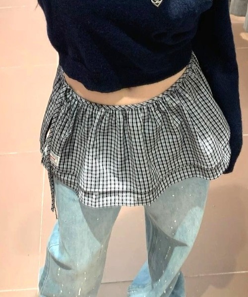 Vipoa（ヴィポア）の「チェックカーテンレイヤードスカート（スカート・レディース・ブラック/カーキ/ライトブルー/ブルー/レッド・FREE）」の19枚目の写真