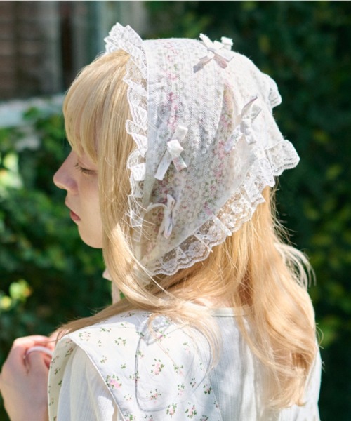 りつ*無言取引OKさま専用　ヘッドドレス　バブーシュカ クティールとレトロ】アソートフリルリボンバブーシュカ/ヘッド