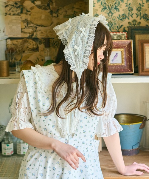 kutir(クティール)の「【クティールとレトロ】アソートフリルリボンバブーシュカ/ヘッドドレス(その他ヘアアクセサリー・レディース・ライトブルー/アイボリー/ピンク/オフホワイト・FREE)」の16枚目の写真