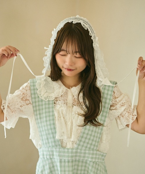 kutir(クティール)の「【クティールとレトロ】アソートフリルリボンバブーシュカ/ヘッドドレス(その他ヘアアクセサリー・レディース・ライトブルー/アイボリー/ピンク/オフホワイト・FREE)」の11枚目の写真