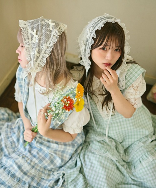 kutir(クティール)の「【クティールとレトロ】アソートフリルリボンバブーシュカ/ヘッドドレス(その他ヘアアクセサリー・レディース・ライトブルー/アイボリー/ピンク/オフホワイト・FREE)」の20枚目の写真
