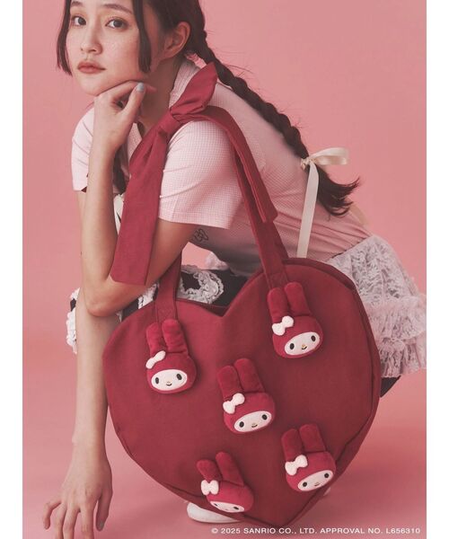 メロクロコラボ】My Melody heart tote bag(PINK)（トートバッグ