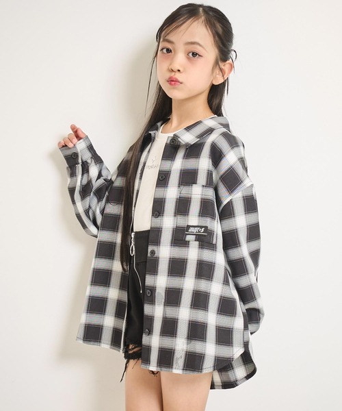 ANAP kids(アナップキッズ)の「オーバーチェックシャツ (ジュニアお揃い)(シャツ/ブラウス・キッズ・ホワイト/ブラック・130cm/120cm/110cm)」の7枚目の写真
