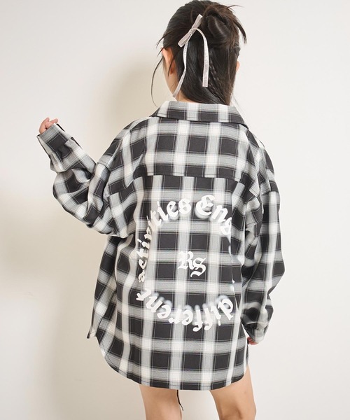 ANAP kids(アナップキッズ)の「オーバーチェックシャツ (ジュニアお揃い)(シャツ/ブラウス・キッズ・ホワイト/ブラック・130cm/120cm/110cm)」の8枚目の写真
