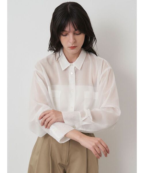 ELENDEEK（エレンディーク）の「オーバーサイズシアーシャツ（シャツ/ブラウス・レディース・ベージュ/オフホワイト/ブラック・FREE）」の12枚目の写真