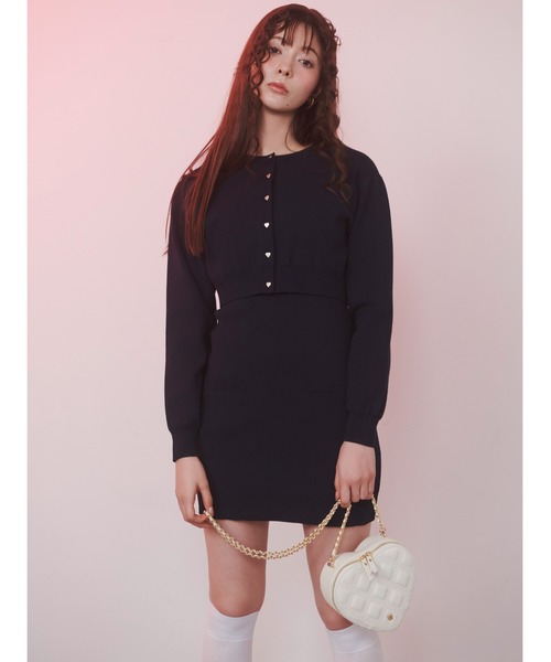snidel ハートワンピース ネイビー WEB限定/Heart collection】ハートプリントワンピース(マキシ