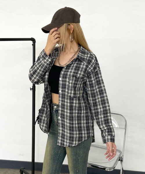 non-hedge（ノンヘッジ）の「チェックシャツ（シャツ/ブラウス・レディース・ブラック/ネイビー/オフホワイト/ピンク・FREE）」の20枚目の写真