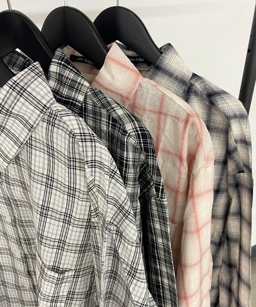 non-hedge（ノンヘッジ）の「チェックシャツ（シャツ/ブラウス・レディース・ブラック/ネイビー/オフホワイト/ピンク・FREE）」の6枚目の写真