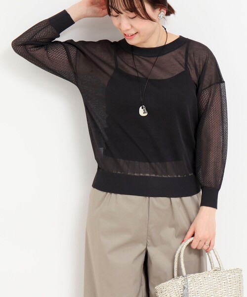 MICO COULIER（ミコクリエ）の「極細UVメッシュ2WAYカーディガン（カーディガン/ボレロ・レディース・オフホワイト/ライトグレー/チャコールグレー・38）」の2枚目の写真