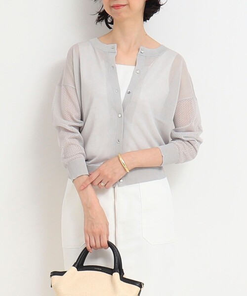 MICO COULIER（ミコクリエ）の「極細UVメッシュ2WAYカーディガン（カーディガン/ボレロ・レディース・オフホワイト/ライトグレー/チャコールグレー・38）」の3枚目の写真