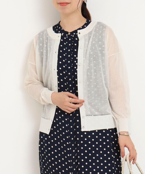 MICO COULIER（ミコクリエ）の「極細UVメッシュ2WAYカーディガン（カーディガン/ボレロ・レディース・オフホワイト/ライトグレー/チャコールグレー・38）」の5枚目の写真