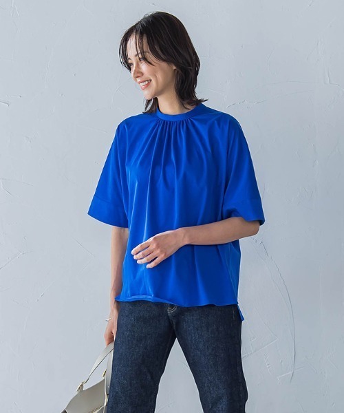 LAUTREAMONT(ロートレアモン)の「ライクアウーヴンギャザーネックカットソー≪洗濯機で洗える≫(Tシャツ/カットソー・レディース・ブルー/チャコールグレー/ライトブルー/ブラウン/ホワイト/ピンク・9号)」の6枚目の写真