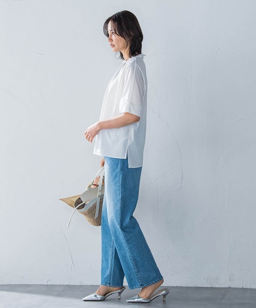 LAUTREAMONT(ロートレアモン)の「ライクアウーヴンギャザーネックカットソー≪洗濯機で洗える≫(Tシャツ/カットソー・レディース・ブルー/チャコールグレー/ライトブルー/ブラウン/ホワイト/ピンク・9号)」の10枚目の写真