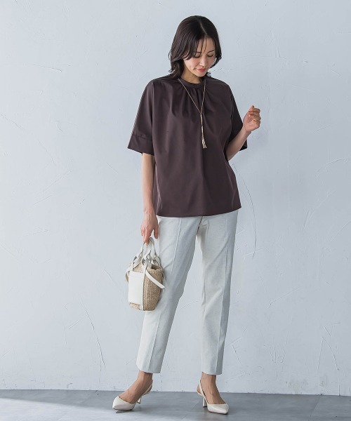 LAUTREAMONT(ロートレアモン)の「ライクアウーヴンギャザーネックカットソー≪洗濯機で洗える≫(Tシャツ/カットソー・レディース・ブルー/チャコールグレー/ライトブルー/ブラウン/ホワイト/ピンク・9号)」の18枚目の写真