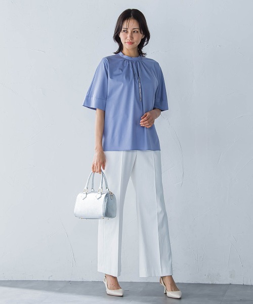 LAUTREAMONT(ロートレアモン)の「ライクアウーヴンギャザーネックカットソー≪洗濯機で洗える≫(Tシャツ/カットソー・レディース・ブルー/チャコールグレー/ライトブルー/ブラウン/ホワイト/ピンク・9号)」の21枚目の写真