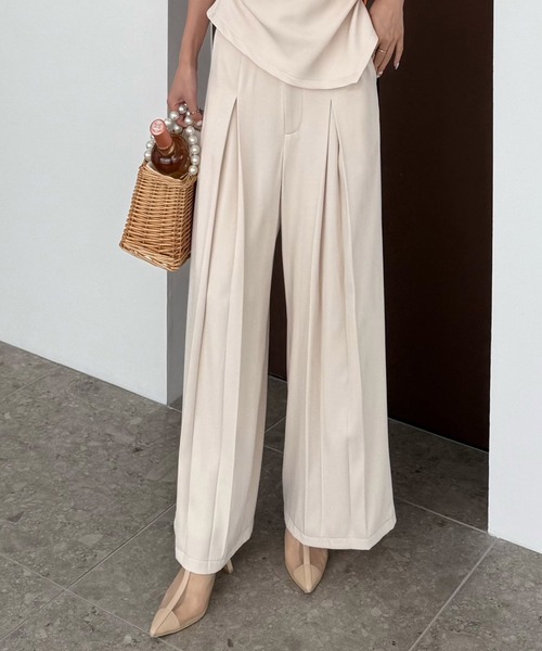 ROYAL PARTY（ロイヤルパーティー）の「BOXタックワイドパンツ（その他パンツ・レディース・パープル/ブラック/オフホワイト・FREE）」の2枚目の写真