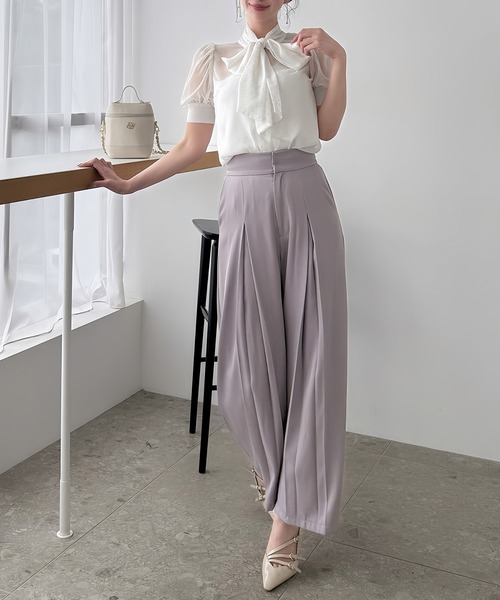 ROYAL PARTY（ロイヤルパーティー）の「BOXタックワイドパンツ（その他パンツ・レディース・パープル/ブラック/オフホワイト・FREE）」の12枚目の写真