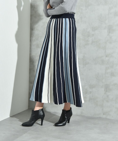 INTERPLANET（インタープラネット）の「配色プリーツニットスカート（スカート・レディース・ブラック/ブルー/グレー・FREE）」の10枚目の写真