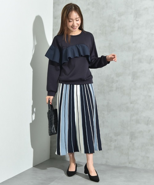 INTERPLANET（インタープラネット）の「配色プリーツニットスカート（スカート・レディース・ブラック/ブルー/グレー・FREE）」の12枚目の写真