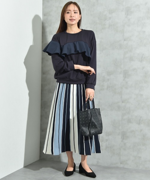 INTERPLANET（インタープラネット）の「配色プリーツニットスカート（スカート・レディース・ブラック/ブルー/グレー・FREE）」の15枚目の写真