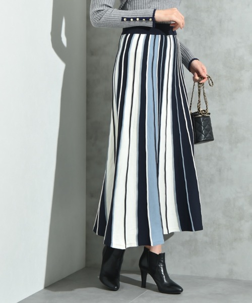 INTERPLANET（インタープラネット）の「配色プリーツニットスカート（スカート・レディース・ブラック/ブルー/グレー・FREE）」の8枚目の写真