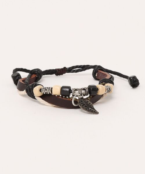 SPINNS(スピンズ)の「ウッドビーズミックスブレスレット/ヴィンテージライク(ブレスレット・メンズ・ブラック/ブラウン・ONESIZE)」の4枚目の写真