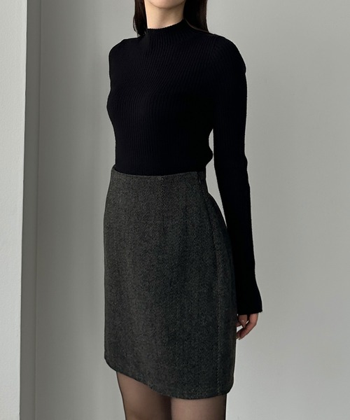 Louere（ルエレ）の「ヘリンボーンテーラードジャケット＋ミニスカートSET（インパン付き）[高身長サイズMT/低身長サイズS有り]（セットアップ・レディース・ダークグレー/ライトブラウン/ダークブラウン・LARGE/MT/X-LARGE/MEDIUM/SMALL）」の10枚目の写真