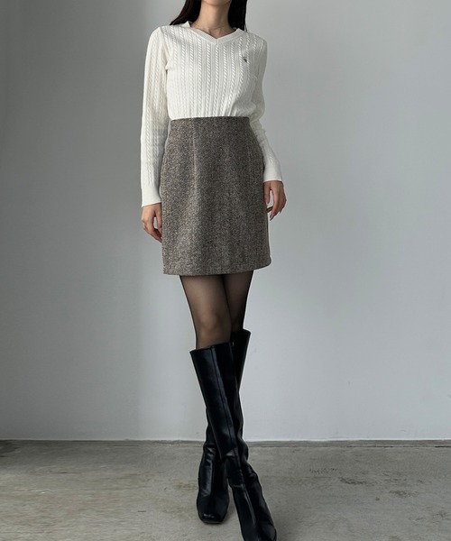 Louere（ルエレ）の「ヘリンボーンテーラードジャケット＋ミニスカート