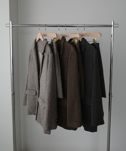 Louere（ルエレ）の「ヘリンボーンテーラードジャケット＋ミニスカートSET（インパン付き）[高身長サイズMT/低身長サイズS有り]（セットアップ・レディース・ダークグレー/ライトブラウン/ダークブラウン・LARGE/MT/X-LARGE/MEDIUM/SMALL）」の18枚目の写真