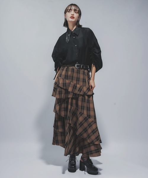 HARE(ハレ)の「2WAYイソザイオフショルシャツ(HARE)(シャツ/ブラウス・レディース・ブラック/グリーン・FREE)」の4枚目の写真