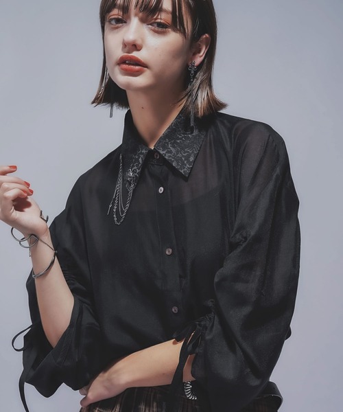 HARE(ハレ)の「2WAYイソザイオフショルシャツ(HARE)(シャツ/ブラウス・レディース・ブラック/グリーン・FREE)」の8枚目の写真