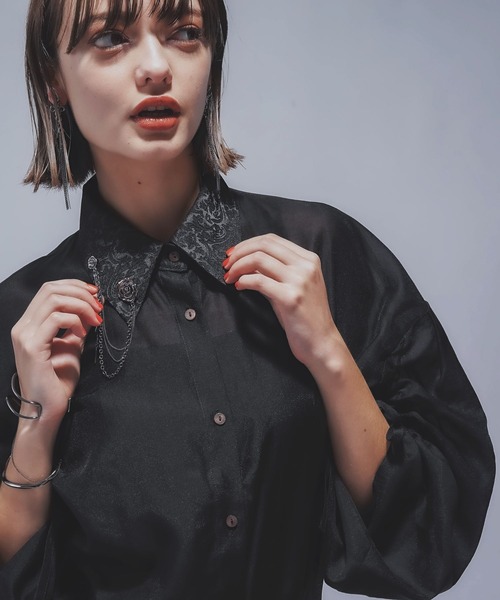 HARE(ハレ)の「2WAYイソザイオフショルシャツ(HARE)(シャツ/ブラウス・レディース・ブラック/グリーン・FREE)」の13枚目の写真