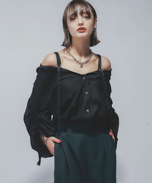 HARE(ハレ)の「2WAYイソザイオフショルシャツ(HARE)(シャツ/ブラウス・レディース・ブラック/グリーン・FREE)」の15枚目の写真