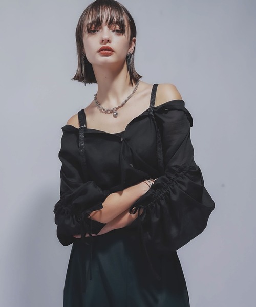 HARE(ハレ)の「2WAYイソザイオフショルシャツ(HARE)(シャツ/ブラウス・レディース・ブラック/グリーン・FREE)」の17枚目の写真