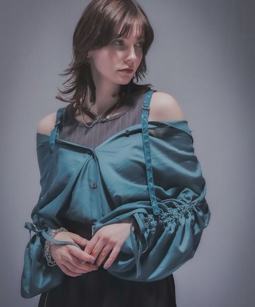 HARE(ハレ)の「2WAYイソザイオフショルシャツ(HARE)(シャツ/ブラウス・レディース・ブラック/グリーン・FREE)」の21枚目の写真