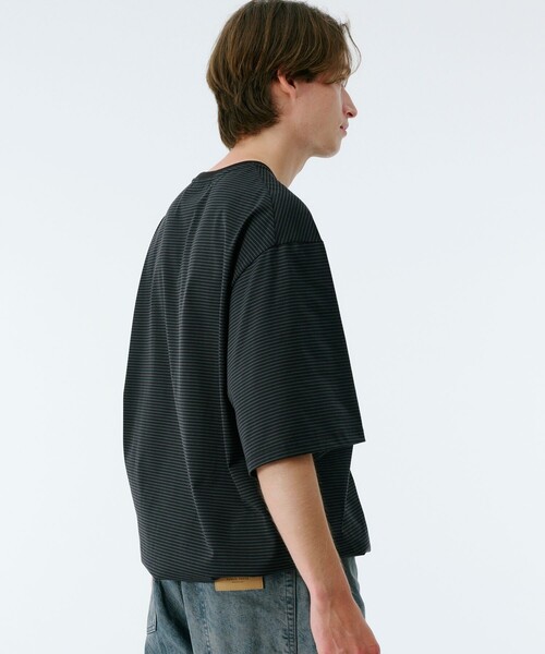 PUBLIC TOKYO(パブリックトウキョウ)の「ビューティーコットンコードボーダーTEE(Tシャツ/カットソー・メンズ・オリーブ/ブラック/ネイビー/ダークブルー/グリーン・1/2)」の7枚目の写真